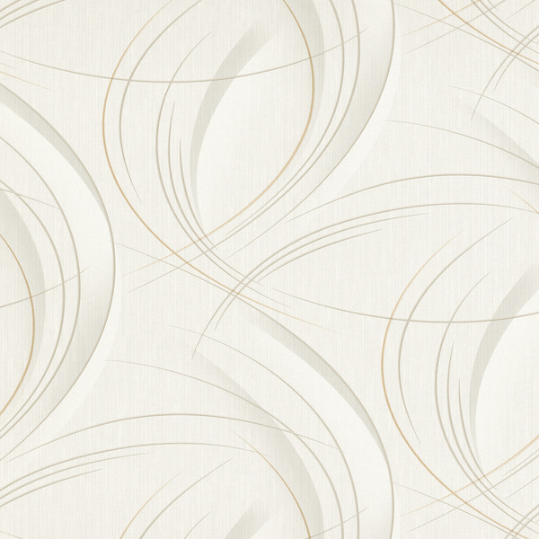 PAPIER PEINT INTISSÉ LIGNES FLUIDES - BLANC, GRIS & OR - GRAPHIQUE - ERISMANN