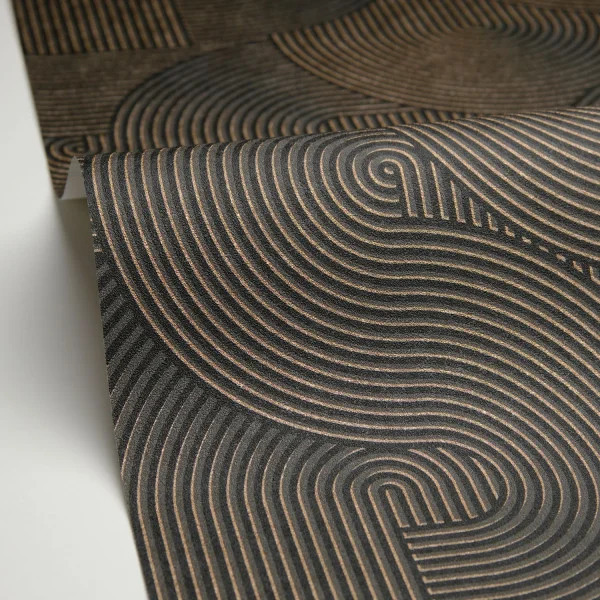 PAPIER PEINT INTISSÉ CIRCLE - NOIR & BRONZE - GRAPHIQUE - CASELUIO – Image 3