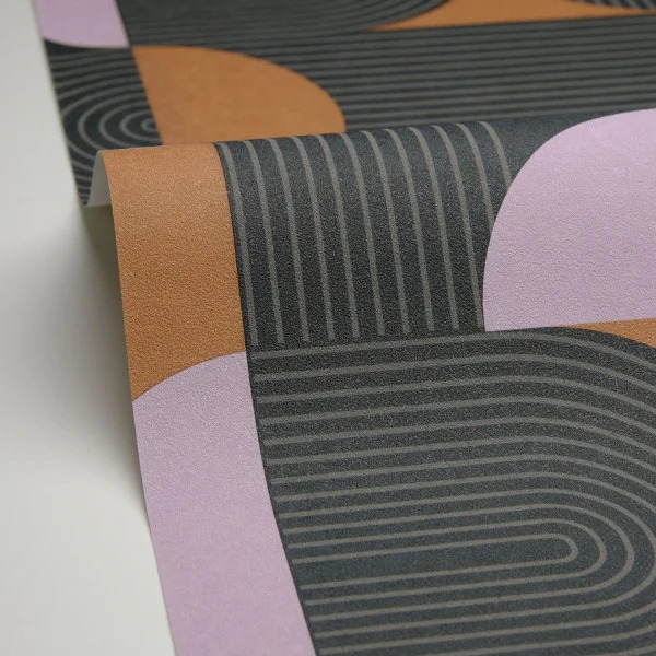 PAPIER PEINT INTISSÉ AMPLITUDE - NOIR, CAMEL & VIOLET - GRAPHIQUE - CASELIO – Image 3
