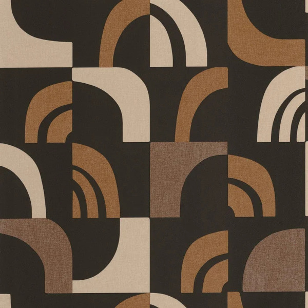 PAPIER PEINT INTISSÉ EMPREINTE - NOIR, CAMEL & BEIGE - GRAPHIQUE - CASELIO