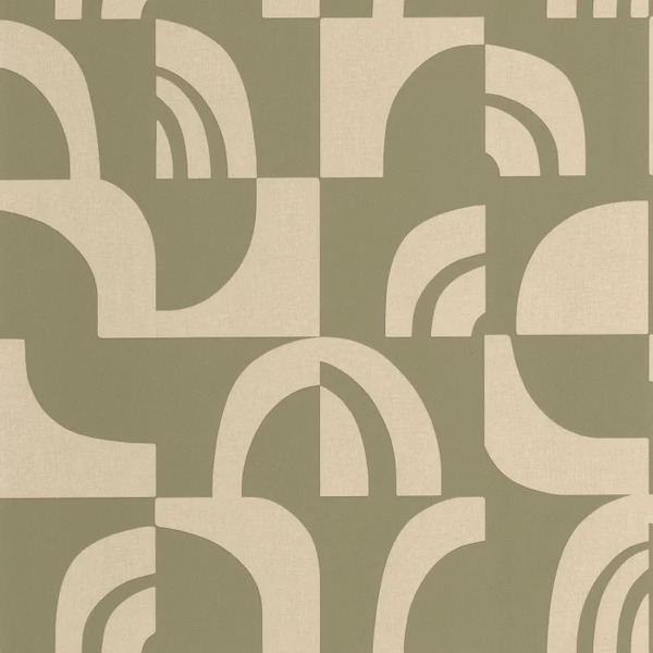 PAPIER PEINT INTISSÉ EMPREINTE - VERT KAKI & BEIGE - GRAPHIQUE - CASELIO