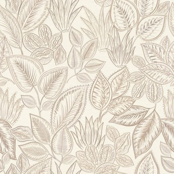 PAPIER PEINT INTISSE VEGETAL NEUTRE- BLANC & TAUPE - VEGETAL - RASCH