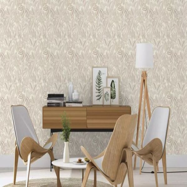 PAPIER PEINT INTISSE VEGETAL NEUTRE- BLANC & TAUPE - VEGETAL - RASCH – Image 2