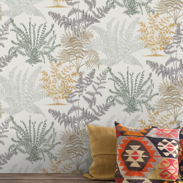 PAPIER PEINT INTISSE FRESQUE BOTANIQUE - GREGE & OCRE - FLORAL- GRANDECO – Image 2