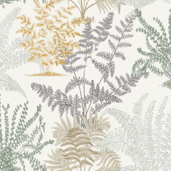 PAPIER PEINT INTISSE FRESQUE BOTANIQUE - GREGE & OCRE - FLORAL- GRANDECO