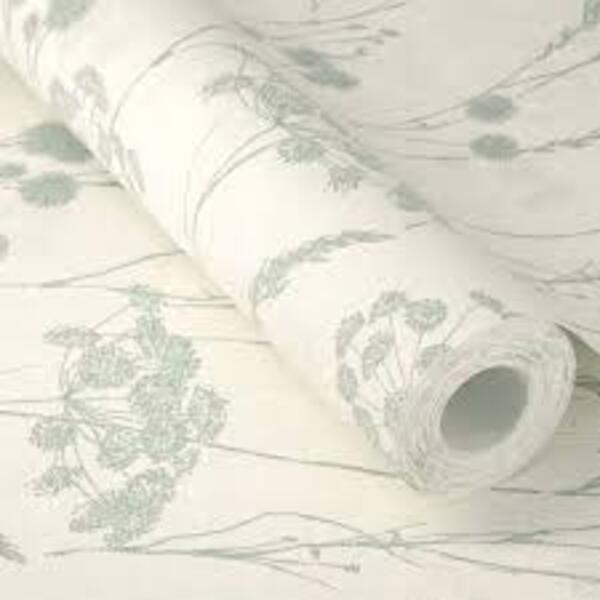 PAPIER PEINT INTISSE FLEURS SAUVAGE - BLANC & VERT - FLORAL- RASCH