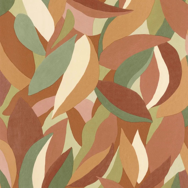 PAPIER PEINT INTISSÉ EPHYRA - TERRACOTA, VERT SAUGE - VÉGÉTAL - CASELIO