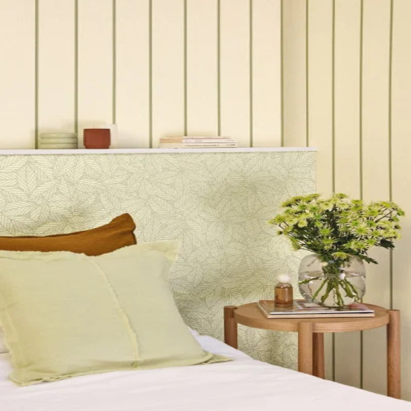 PAPIER PEINT INTISSÉ NAVAIA - BEIGE & VERT - RAYURES - CASELIO – Image 2